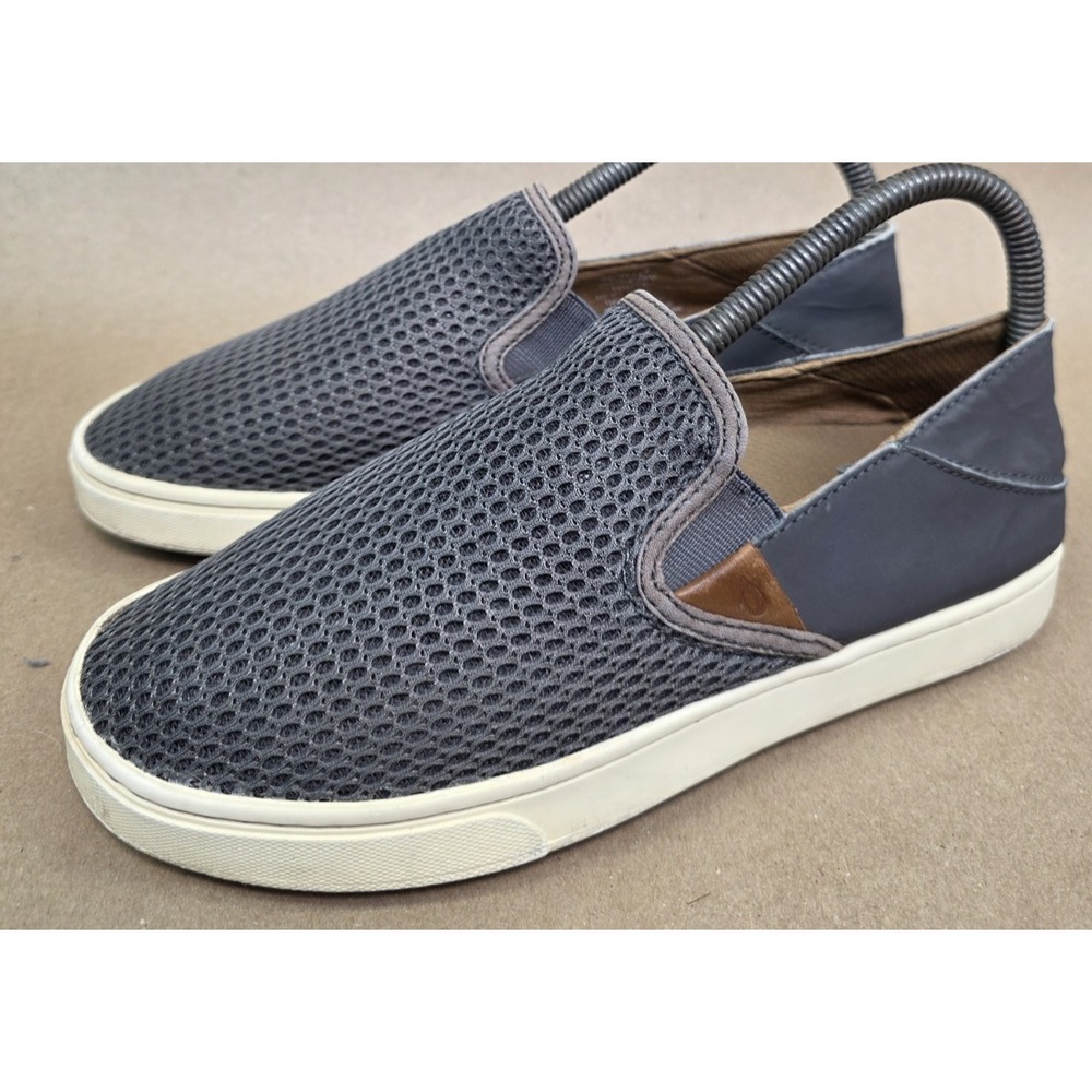 Olukai Pehuea (Sz 7.5) Shoes Women's Gray Mesh Comfort Slip On Loafer Sneakers